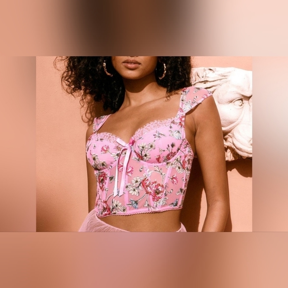 Victoria's Secret Pink Floral Lace Bustier